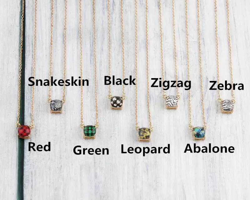 10*10mm Cushion Resin Square Pendant Short Chain Choker Necklace Green Red Black Plaid Buffalo Geometric Christmas Holiday Gifts