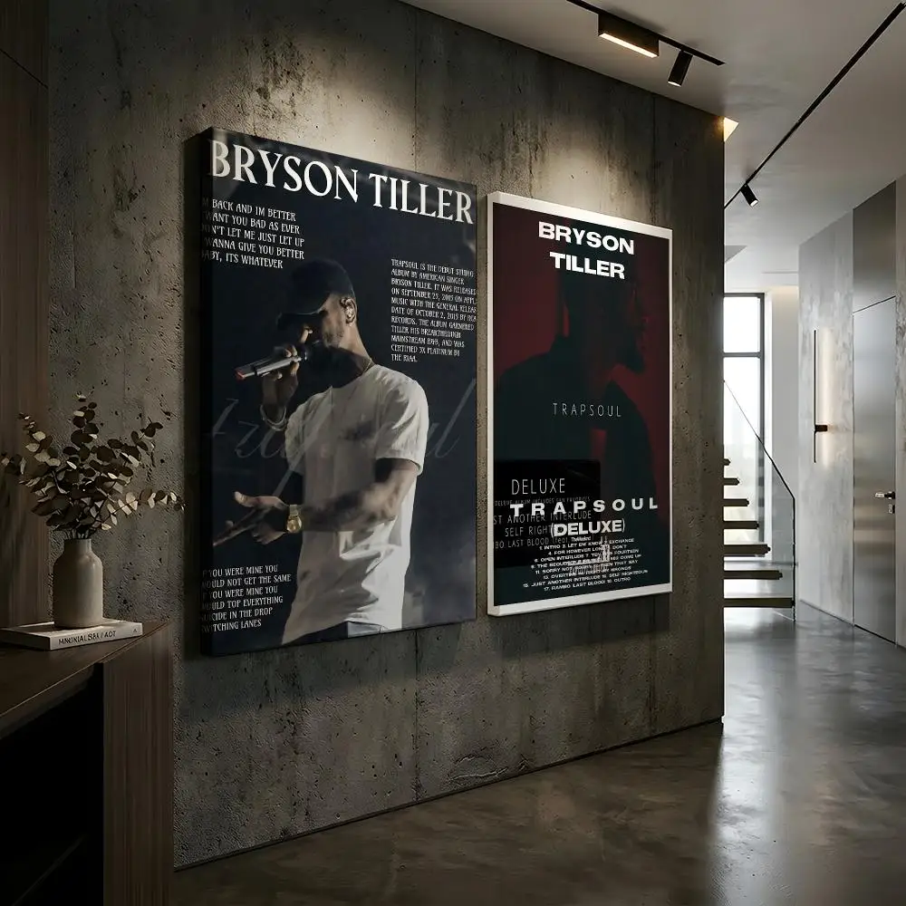 B-Bryson Tiller Singer Album Painting Calligraphy HD Modern Style Inner Frame Canvas Poster Bedroom Room Hallway Wall Art Decor
