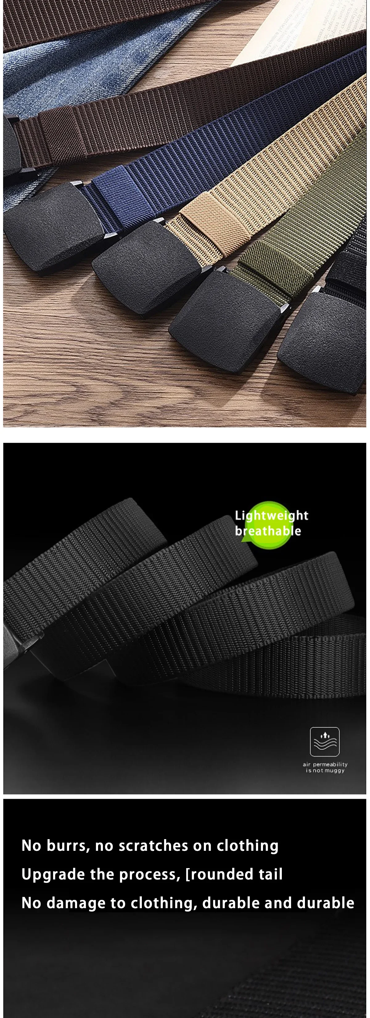Nylongürtel mit automatischer Schnalle, Outdoor-Sport, multifunktionale taktische Canvas-Gürtel, leichter, bequemer, nichtmetallischer Gürtel für Männer und Frauen – Detail 4
