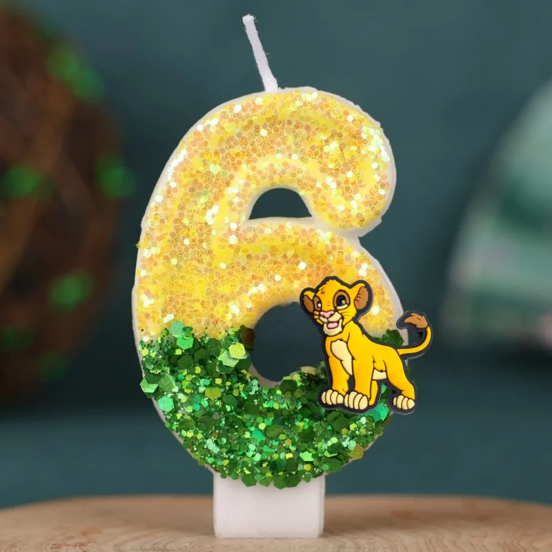 شمعة رقمية من Lion King Simba رقم 0-9 لوازم تزيين كعكة عيد ميلاد الأطفال مستلزمات إكسسوارات حفلات الرسوم المتحركة #6