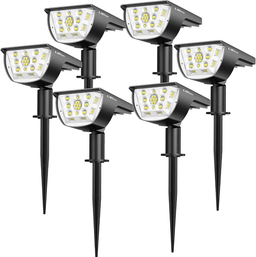 Solar Landscape Spotlights Outdoor 6 Pack/3 Modes 2-in-1 Solar Landscaping Spotlights IP67 Waterproof Solar Powered Wall Lights