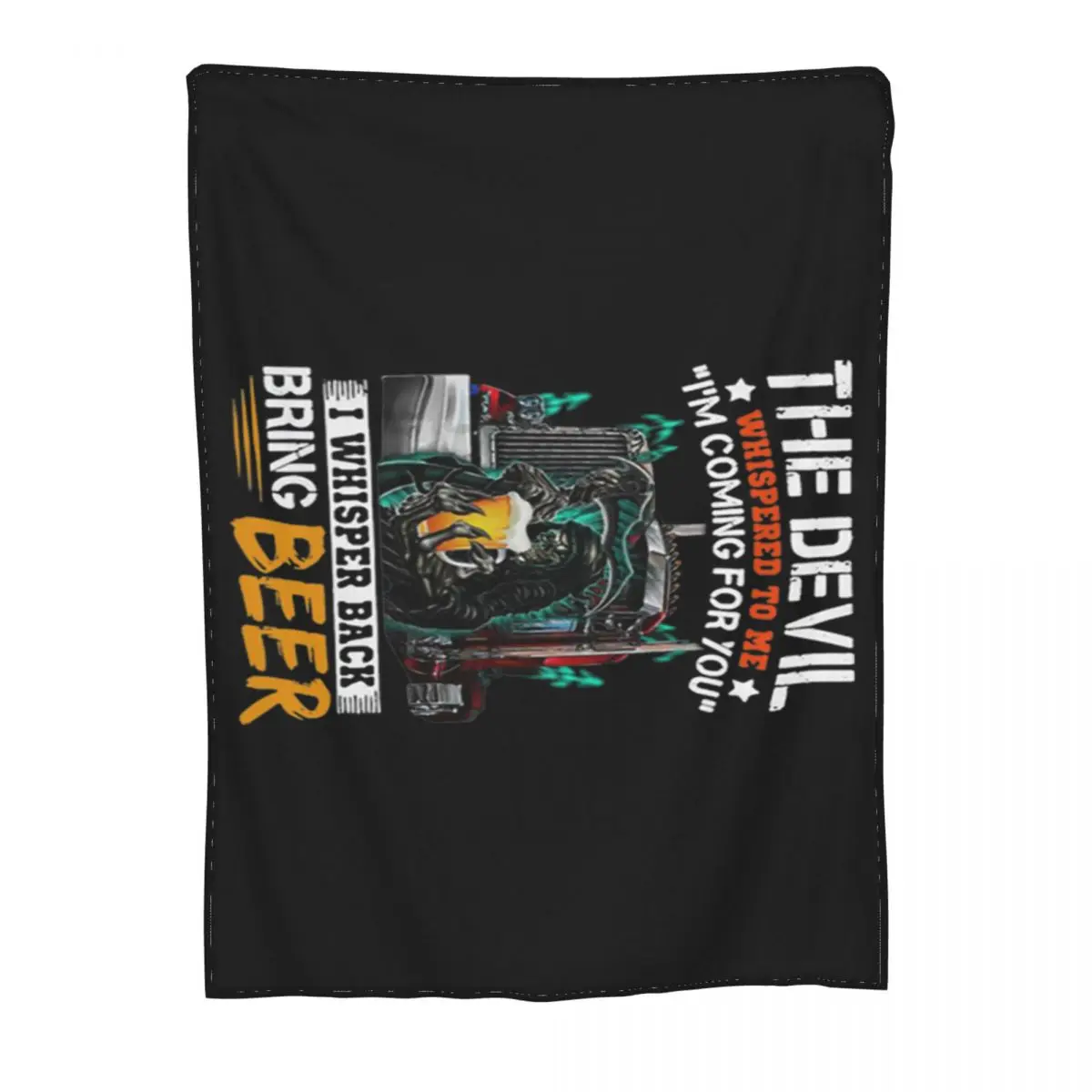 The Devil Whispered To Me I Whisper Back Bring Beer Gift New Halloween Music Fashion Famous Throw Blanket images - 6