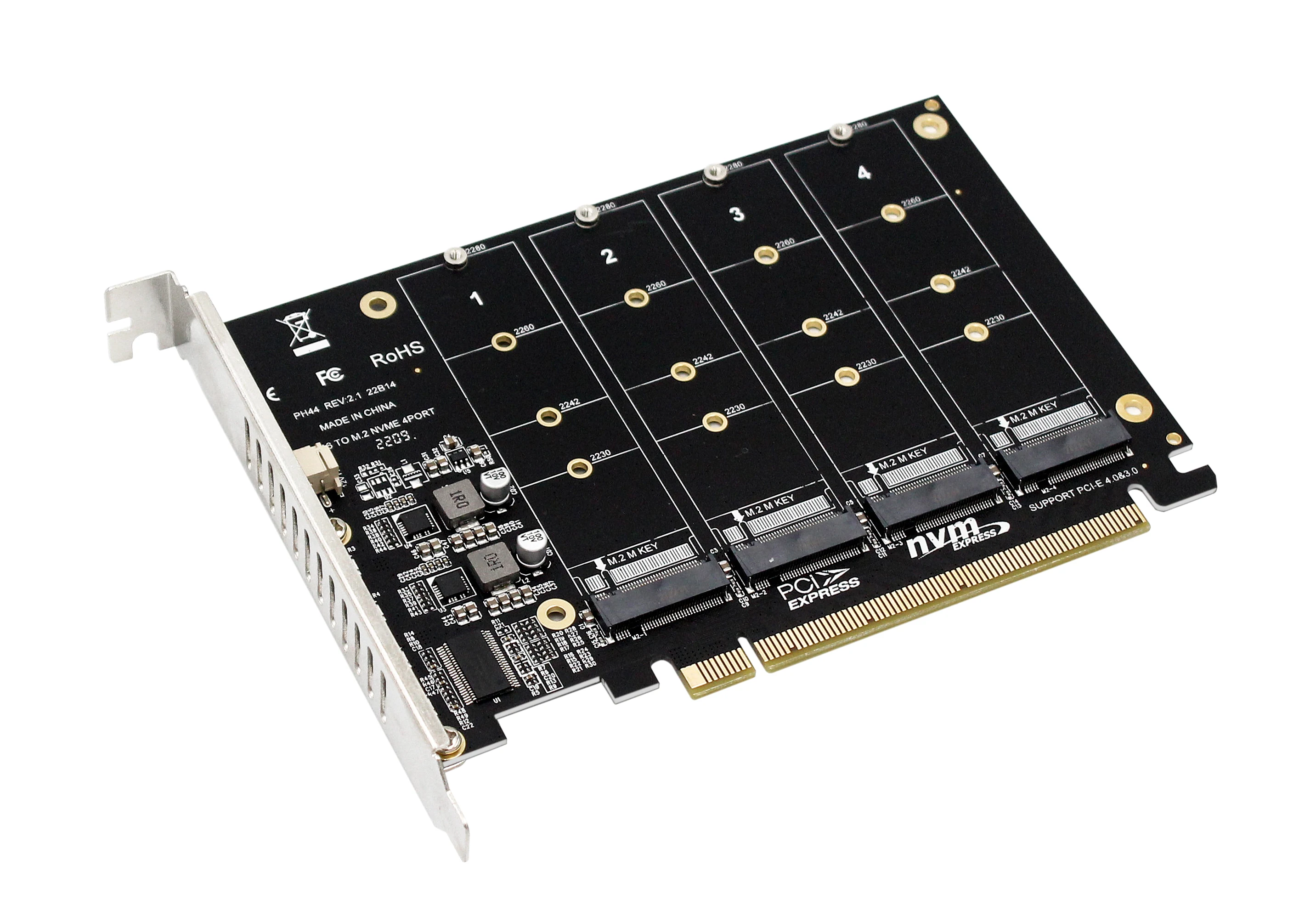 

4-disk NVME RAID PCI-E X16 split card, NVME 4-disk array PCIE signal split array card,