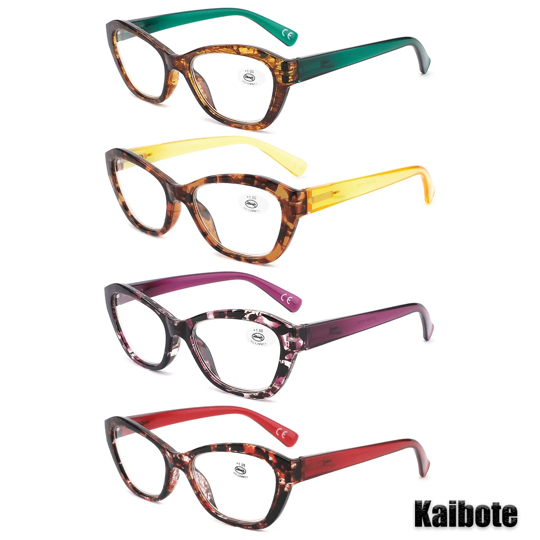 

4 Pcs Cat Eye Reading Glasses for Women Fashionable Colorful Frame Presbyopic Eyewear with Reading Powers 1.0 to 3.5