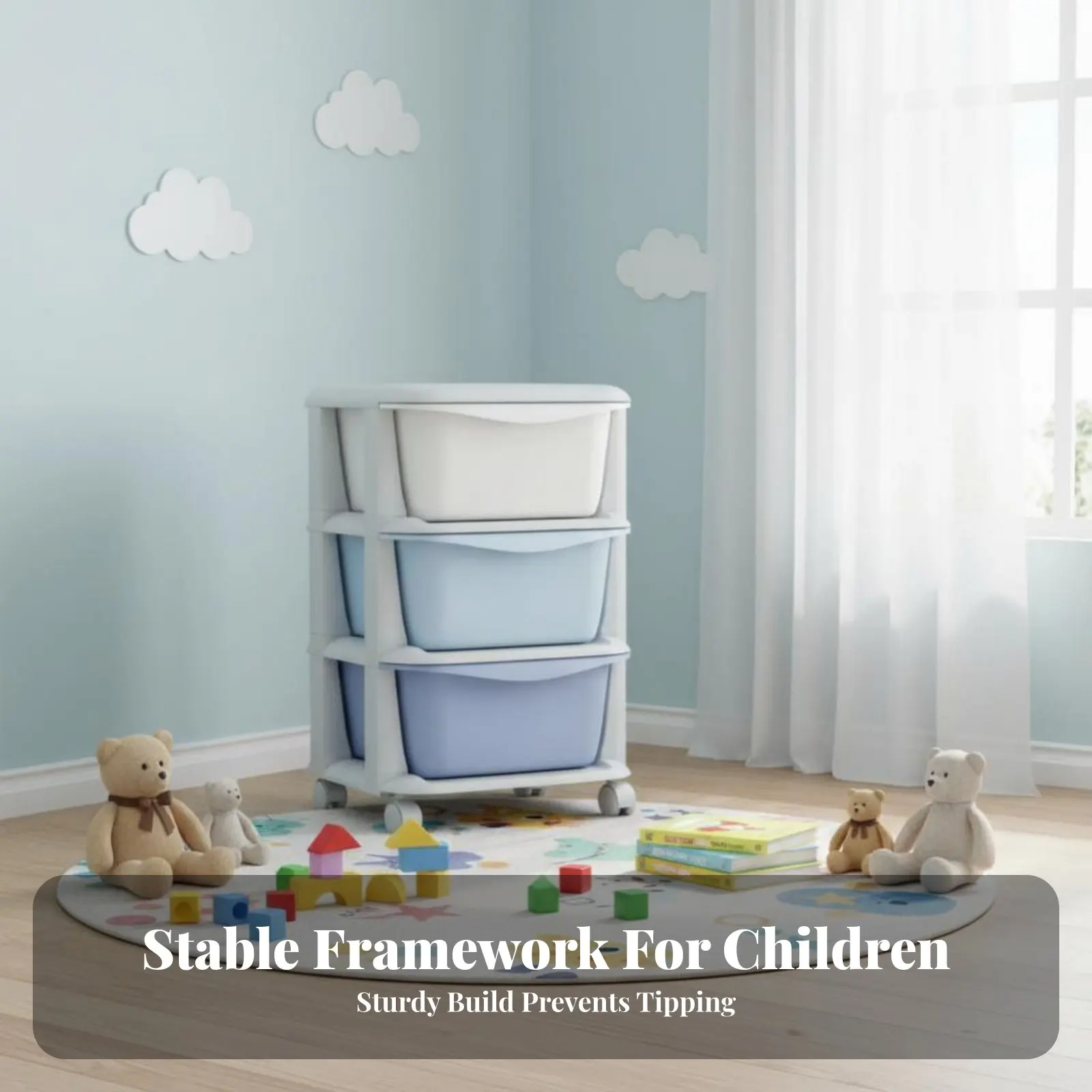 多層棚と収納ボックス付き、子供に安全なデザインのおもちゃオーガナイザー、大容量、組み立て簡単、寝室、子供部屋、リビングルームに最適