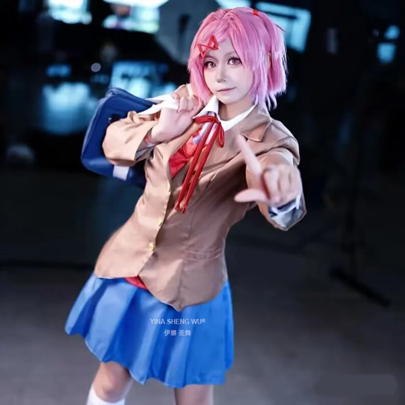 Game Doki Doki Literature Club Natsuki Cosplay Sayori Yuri Monika Cosplay Costume School Uniform Girl Women Halloween Costumes