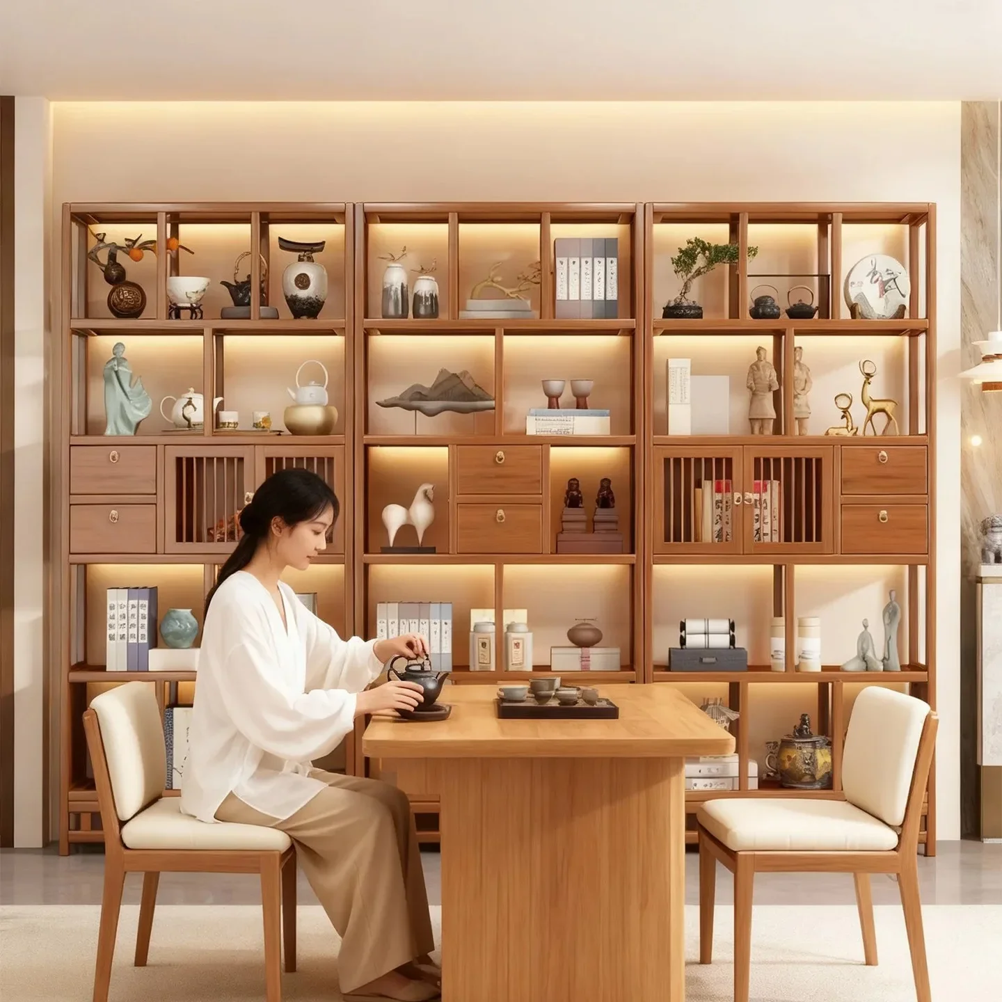 Bogu rack Duobao Pavilion tea rack partition ornament office living room tea room multi-functional display cabinet