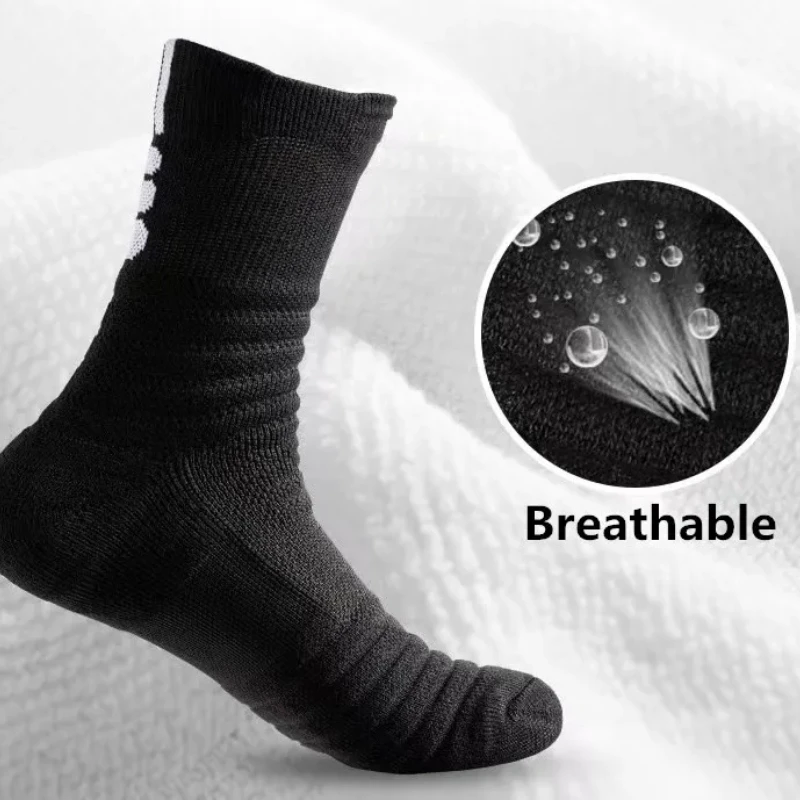 3pairs/Lot Men\'s Socks Compression Stockings Breathable Basketball Sports Cycling Socks Moisture Wicking High Elastic Tube Socks