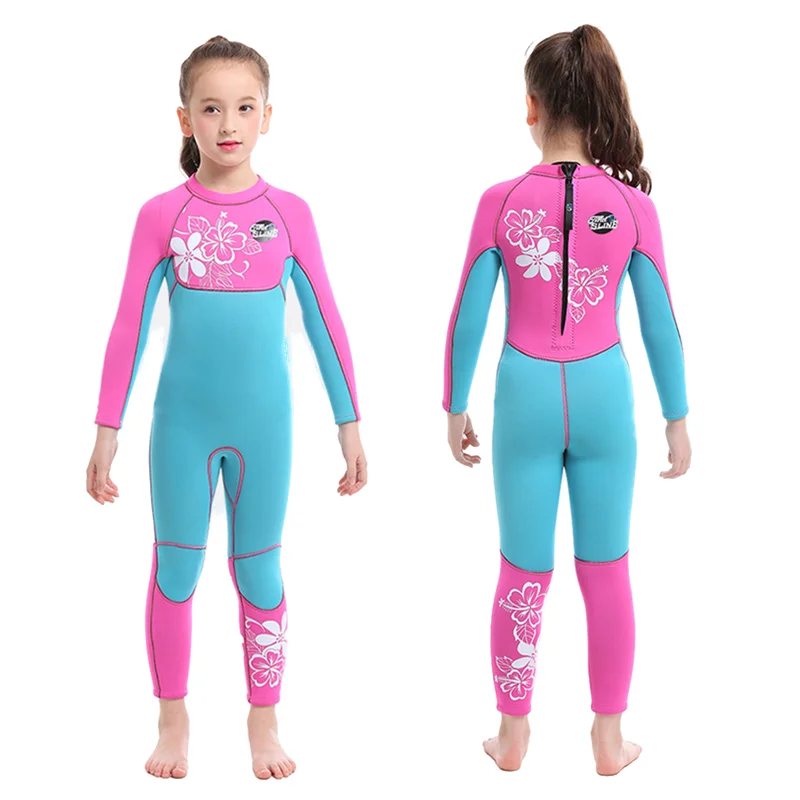 

Girl'S New 3mm Wetsuit Printing Fashion Long Sleeve Swimming Surfing Suit Rafting Sunscreen One-Piece Jellyfish Suit Swimwear