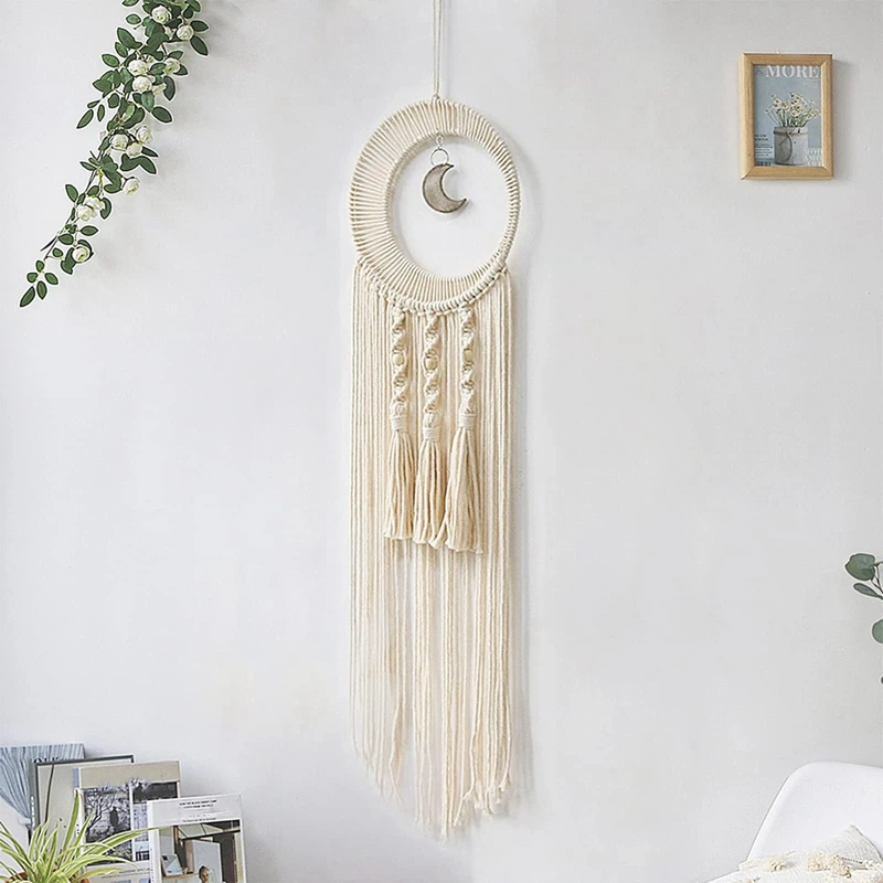 Macrame Moon Dream Catchers Wall Hanging Decor Dream Catcher Handmade Home Bedroom Decoration image 3