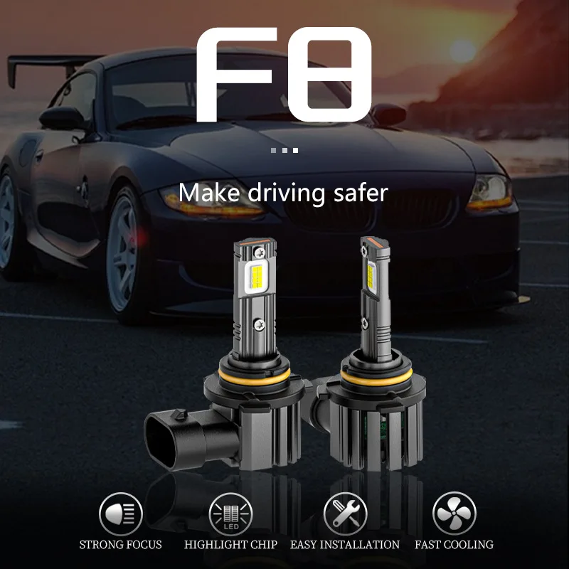 

F8 Super Bright LED Lights 5500K Plug and Play Auto Headlight Bulb High Lumen Front Headlamp Universal Car Lighting H4 H7 9005