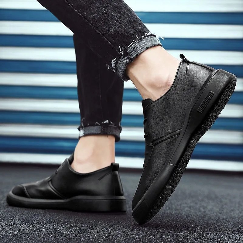 Shoes Casual Men Leather Big Toe Soft Sole Dress Versatile Business Lace-Up Summer Breathable Style 2023