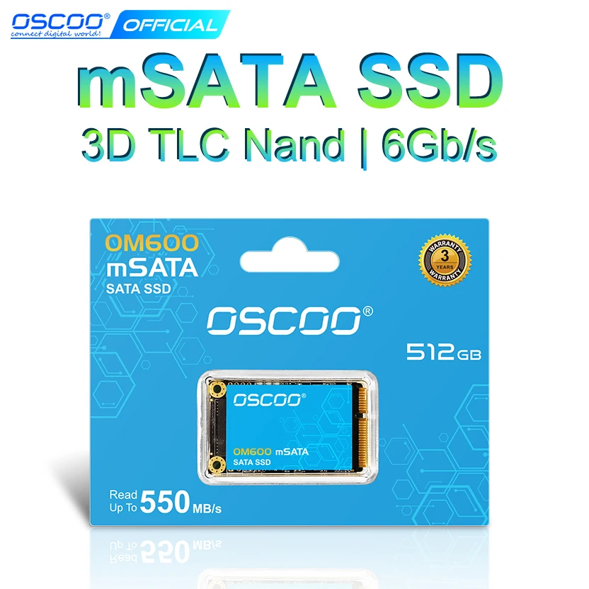 Внутренний SSD OSCOO MSATA 256 ГБ 512 ГБ MSATA SATAIII SSD 6 Гбит/с 3D TLC NAND Твердотельный накопитель для портативных ПК Настольный жесткий диск