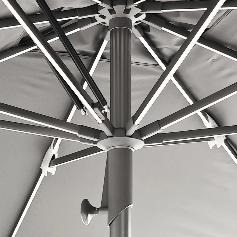 High Quality 10x10FT UV-Resistant Outdoor Aluminum Center Pole Umbrella with Light for Restaurant Hotel  Patio Umbrellas & Bases