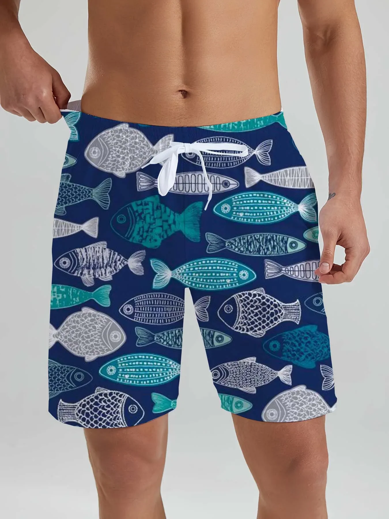 

Hawaiian beach shorts with men's sea fish 3d print, men's shorts, summer swimwear, men's Marine organism clothing for vacations
