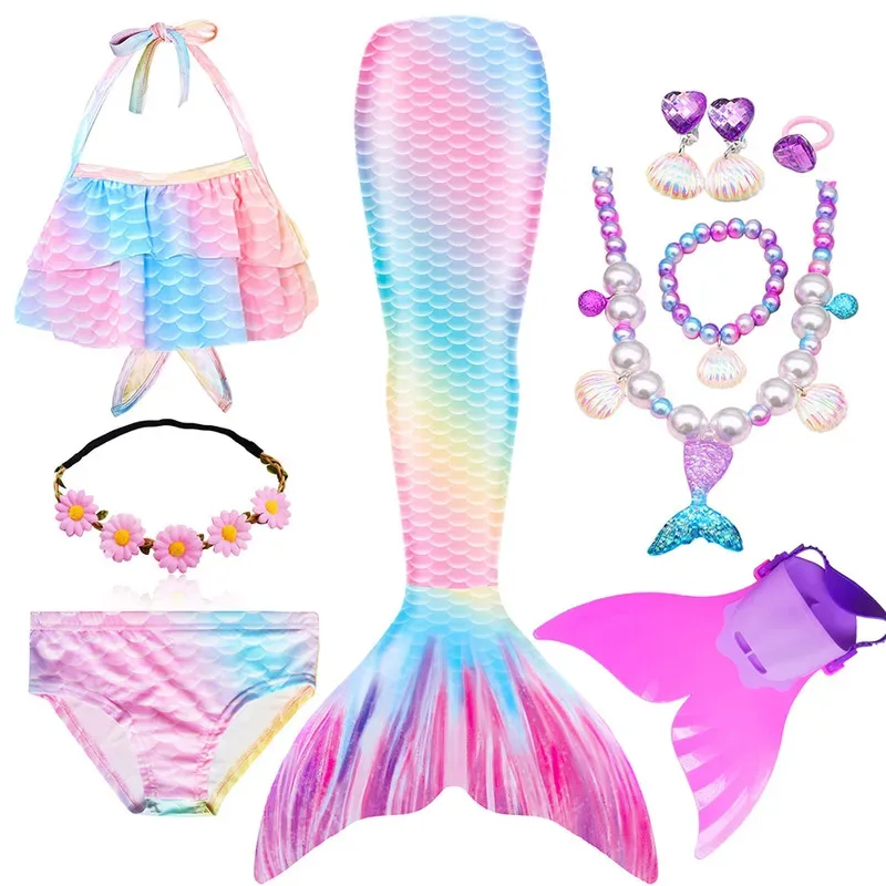 

Girls Mermaid Tails for Swimming Kids Swimmable Beach Pool Bathing Suit Children Little Mermaid Swimsuit Halloween Costume