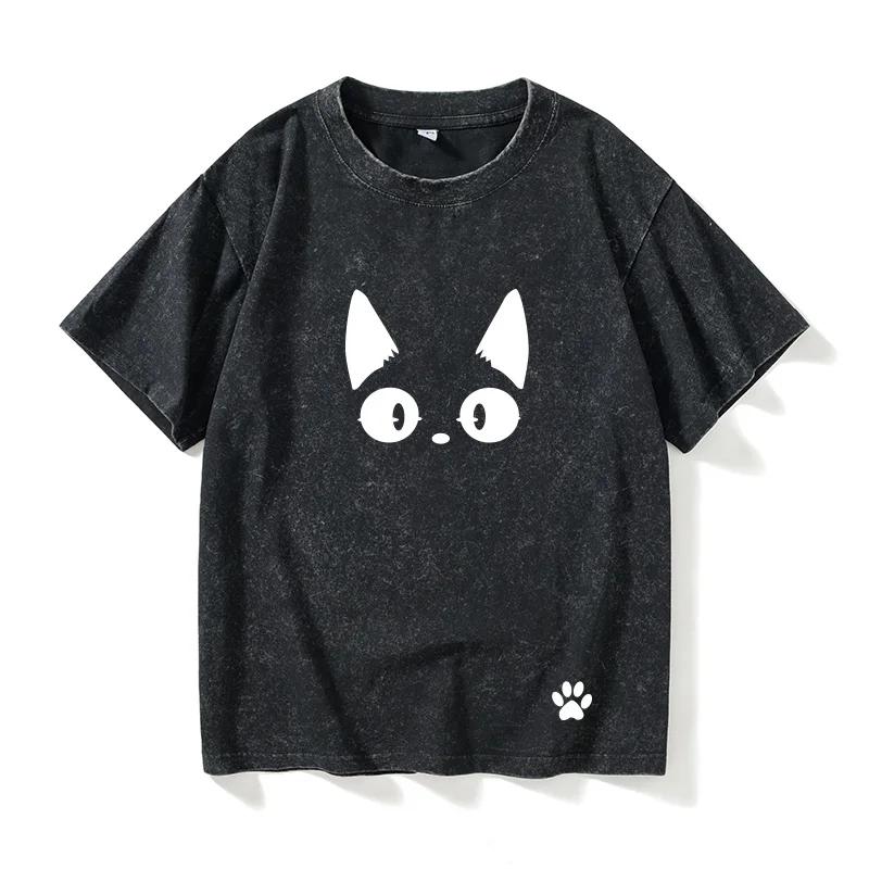 

Женская повседневная хлопковая футболка Bla Jiji Anime с коротким рукавом и круглым вырезом, летняя модная модель с текстовым дизайном для дома