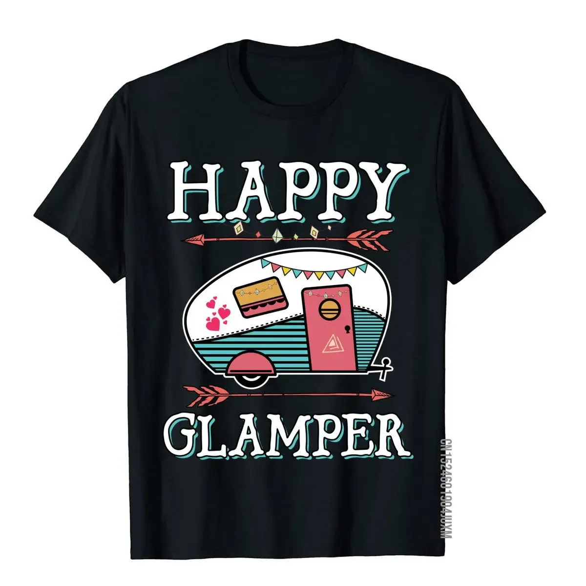 Футболка с надписью Happy Glamper, уличная футболка для кемпинга, для женщин и мужчин, милая Мужская футболка, хлопковые топы, летние футболки