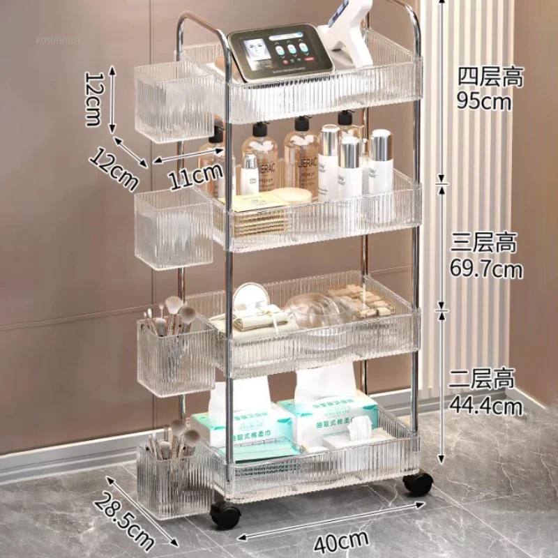 Drinks Organizer Nails Salon Lash Transparent Trolley Wheels Barber Station Spa Aesthetics Car Gold Hairdressing Utility Hotel