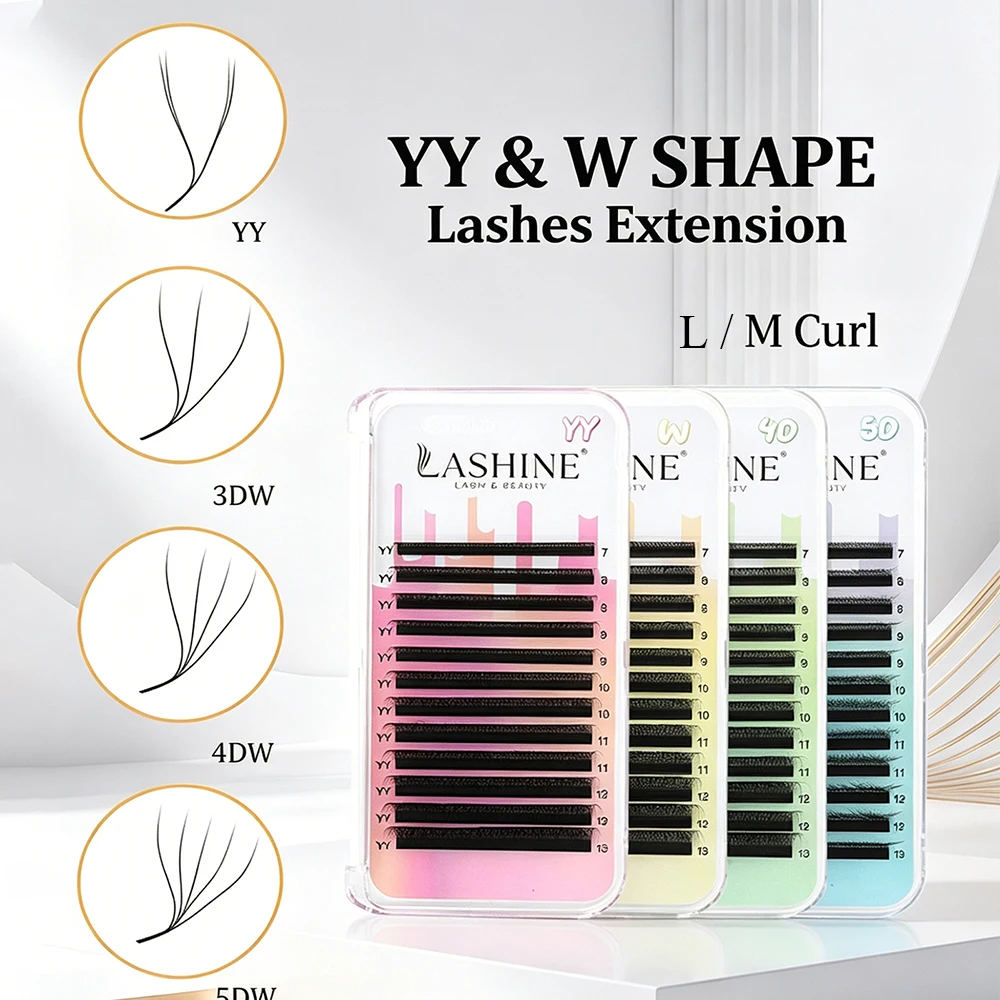 Lashine 0,07mm W-förmige Wimpern Cilios YY 3D 4D 5D W-Form Wimpernverlängerung M L Curl Wimpernextensions