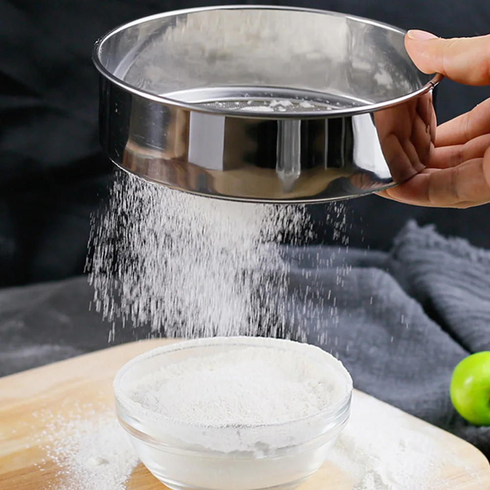 

Durable Stainless Steel Flour Sifter Mesh Sieve For Baking Bread Pizza Dough Cookies Cake Sifting Strainer 30Cm