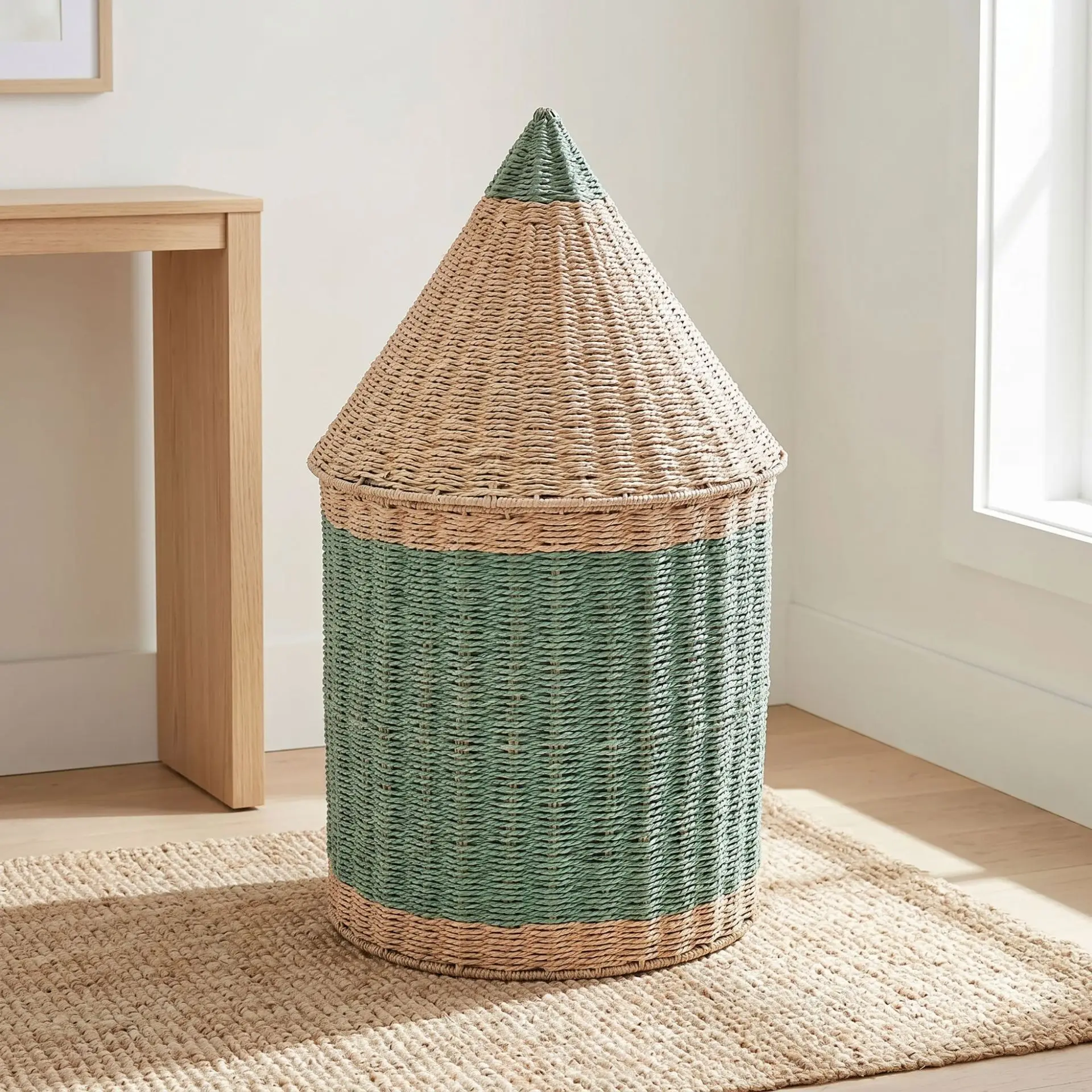 

Creative paper rope woven pencil storage basket, dirty laundrybasket with lidbasket, household children's room, toy sorting st