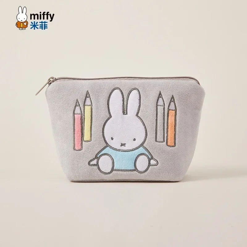 Bolsa de maquiagem de pelúcia Kawaii para meninas, bolsa compacta portátil de pequena escala, linda bolsa de moedas, bordado de anime, Miffy, nova