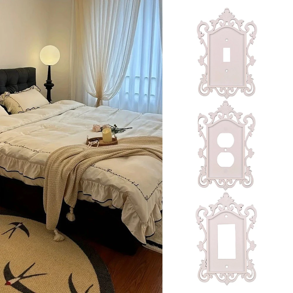 Gothic-style Switch Panel Decorative Wall Plate, Victorian Pattern, PC Material, American-Standard Socket, For Home Use