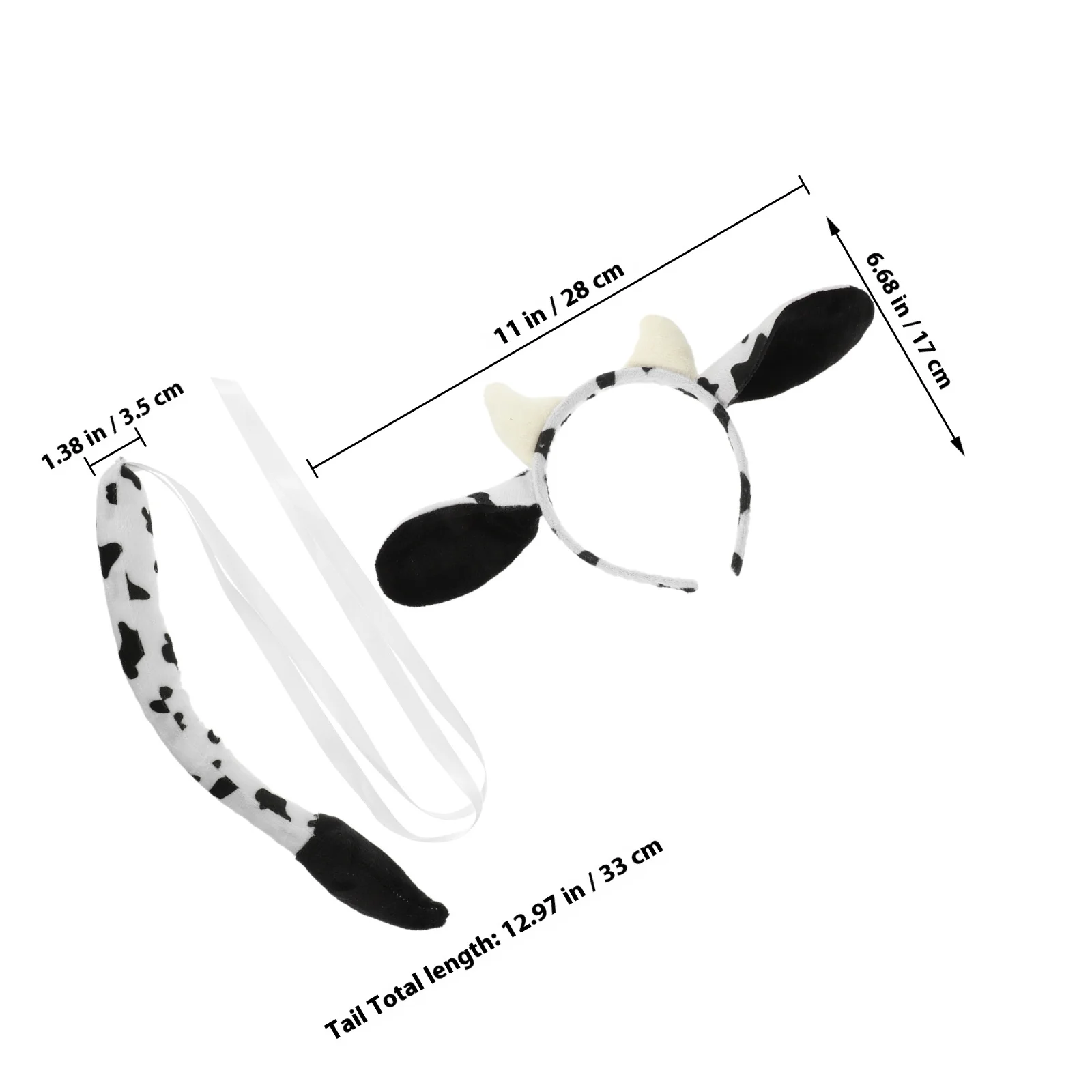 1Set Cow Costume Headband Tail Props Lightweight Fabric Cosplay Accessory for Party Birthday Stage Performance