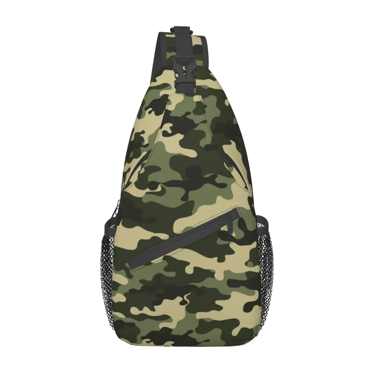 Green Camouflage Military Sling Bag Chest Crossbody Shoulder Sling Backpack Travel Hiking Daypacks Camo Casual Bag