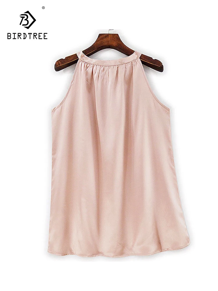 

Элегантный шелковый топ BirdTree-22MM, без рукавов, на пуговицах, женский модный универсальный свободный топ-майка, лето 2026 T62964CC