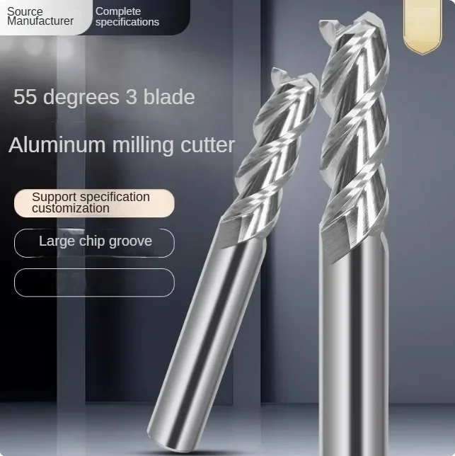 

55° aluminum alloy special milling cutter, 3-tooth high bright finish sharp edge tungsten steel, extended milling cutterφ3 4 5 6