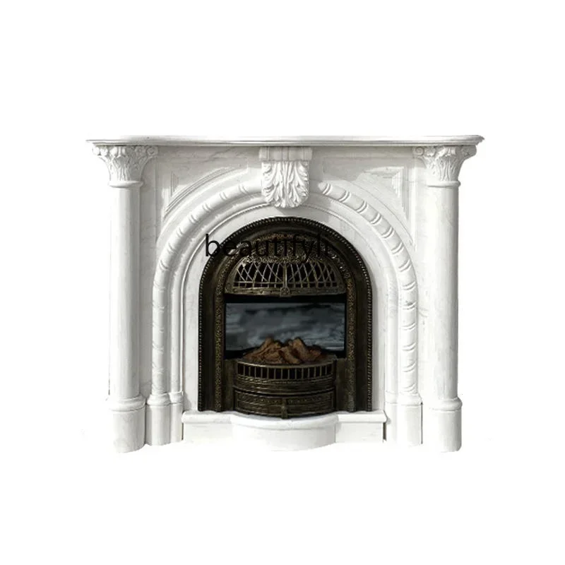 

L1 Marble French mantel European carving simple natural white marble stone stone carving decorative cabinet customization