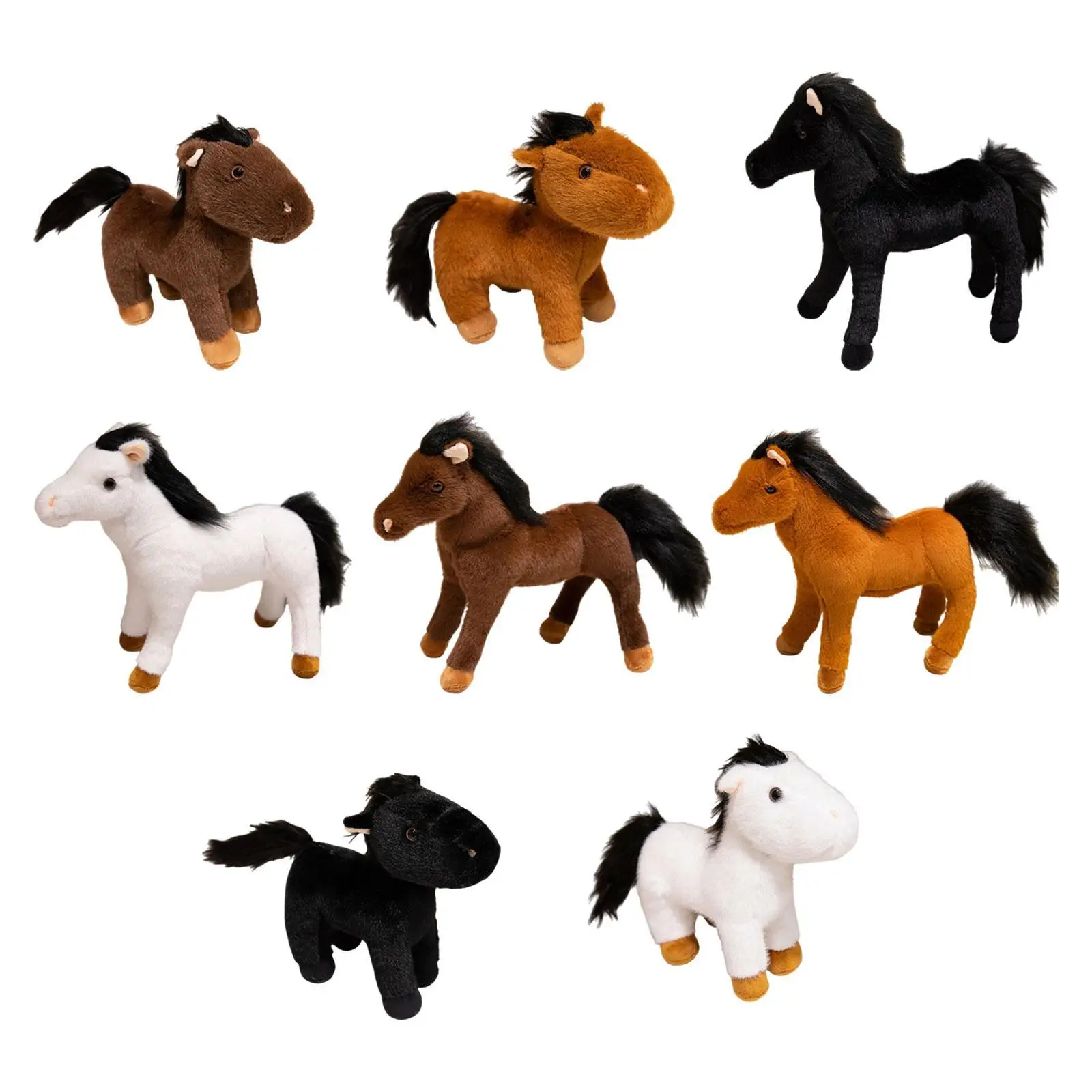 Cavalo brinquedo de pelúcia simulação em pé decoração para casa dos desenhos animados jogar travesseiro aconchego para amigos mulheres adultos crianças presente do feriado