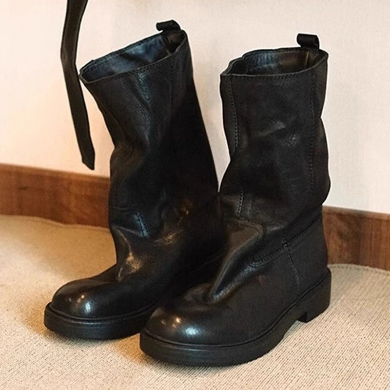 Flats Women's Ankle Boots Fashion Dress Shoes Designer Cozy Winter Woman Boots 2025 New Trend Casual Walking Femme Chelsea Botas