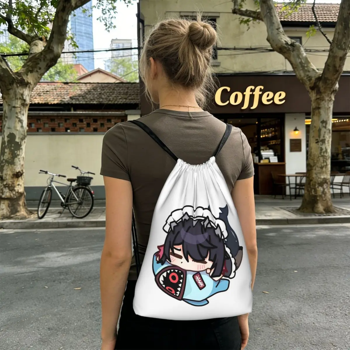 Ellen Joe Guzi's Original Animation Zenless Zone Zero Anime Backpacks Portable Drawstring Bundle Pocket Storage Bag Book Bags