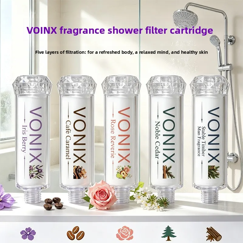Vitamin C Shower Filter Cartridge Wood Scent 5-Stage Chlorine Removal for Skin