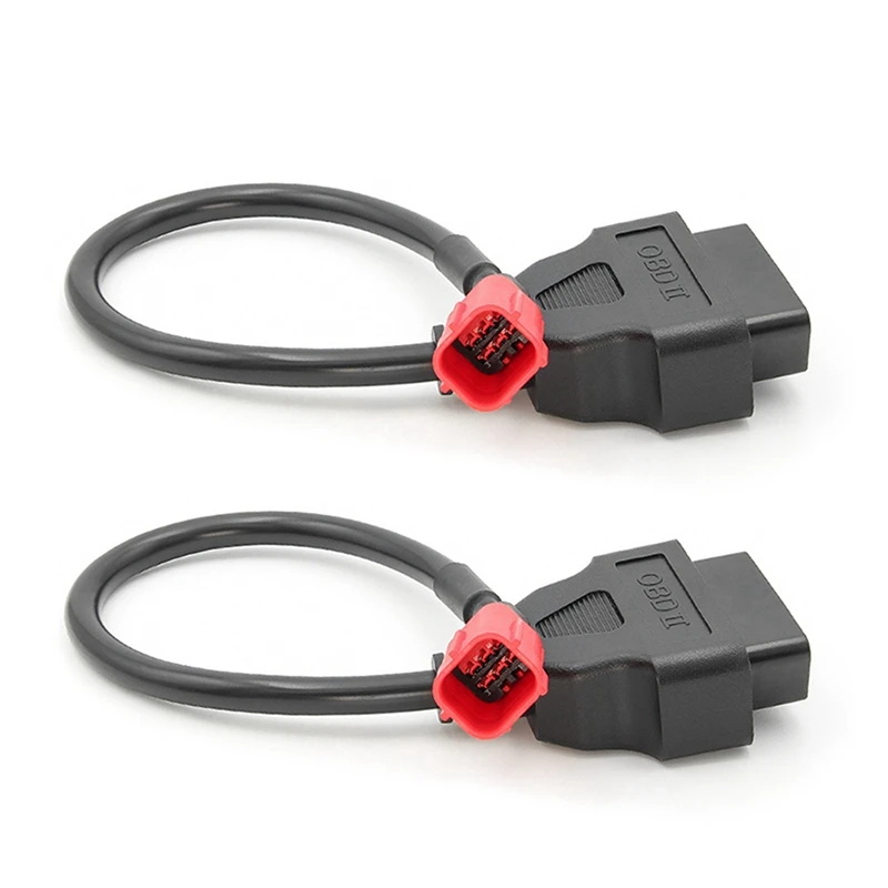 2PCS 6 To 16 Pin Motorcycle OBD Adaptors OBD2 Diagnostic Cable Extension Connectors For Honda Yamaha Suzuki BENELLI