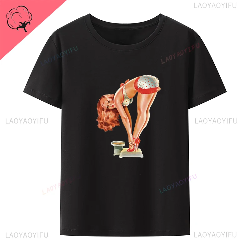 Retro Girl Art Sexy Girl Hipster Hot pin humorous pattern print Fashion casual Street wear Harajuku Men women universal T-shirt