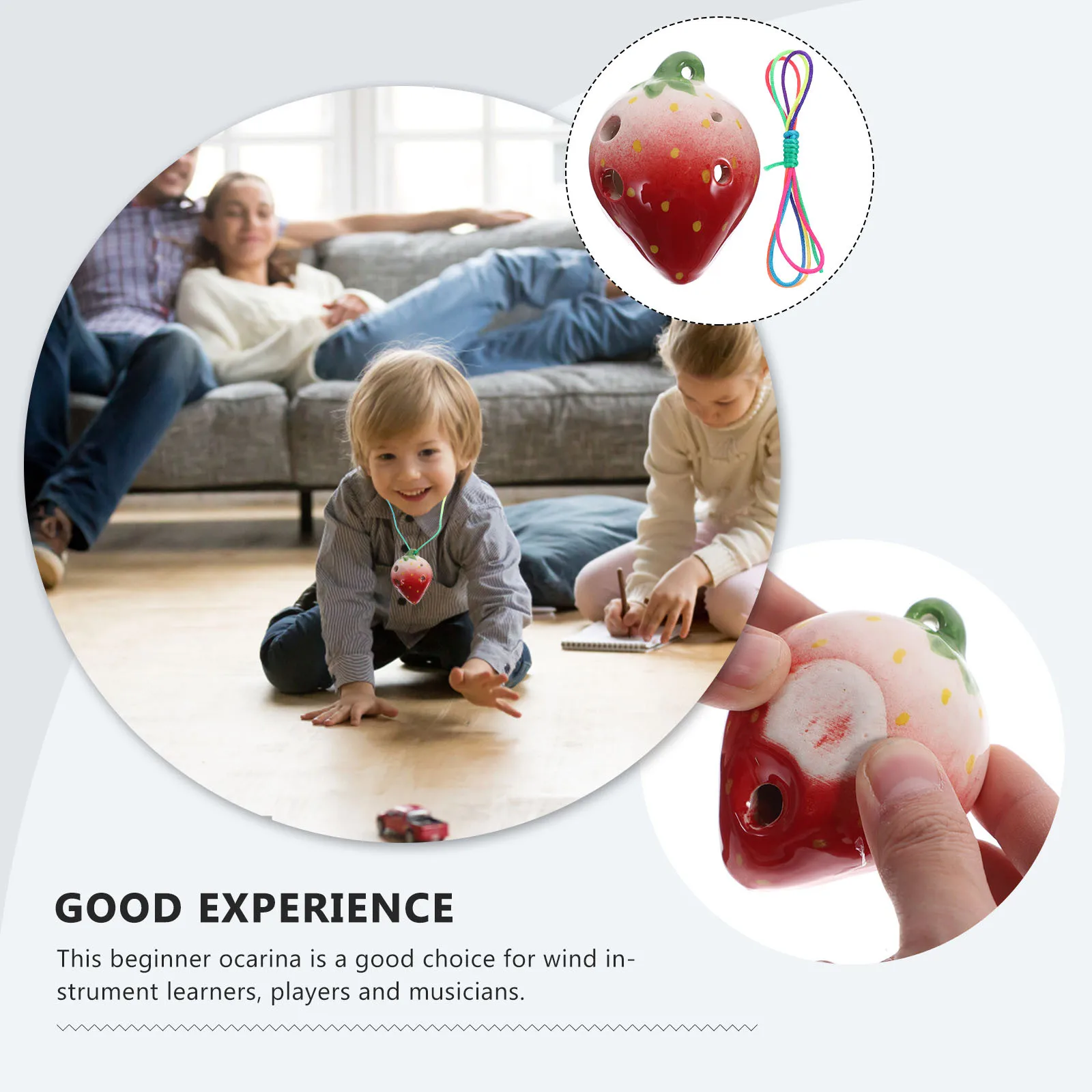 

6 Holes Ceramic Strawberry Shape Ocarina Beginner Practice Wind Instrument Portable Durable Music Gift 6 Holes Ocarina