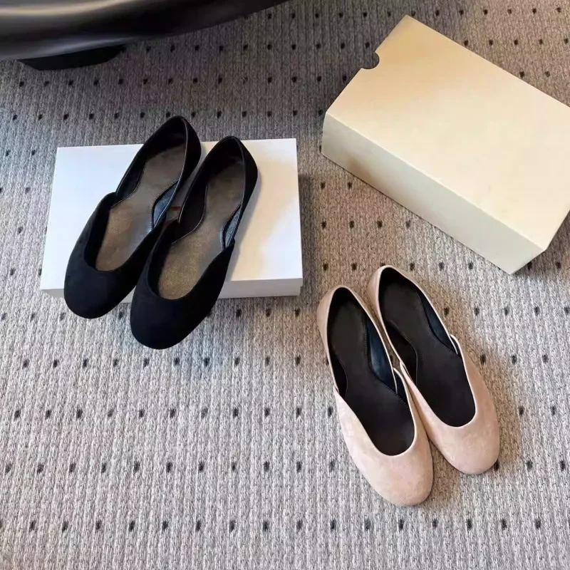 

Fashion Casual Shoes Flat Bottom Ballet Shoes Women Suede Round Shallow Mouth Walking Shoes Ladies Vacation Lazy Loafers 2025