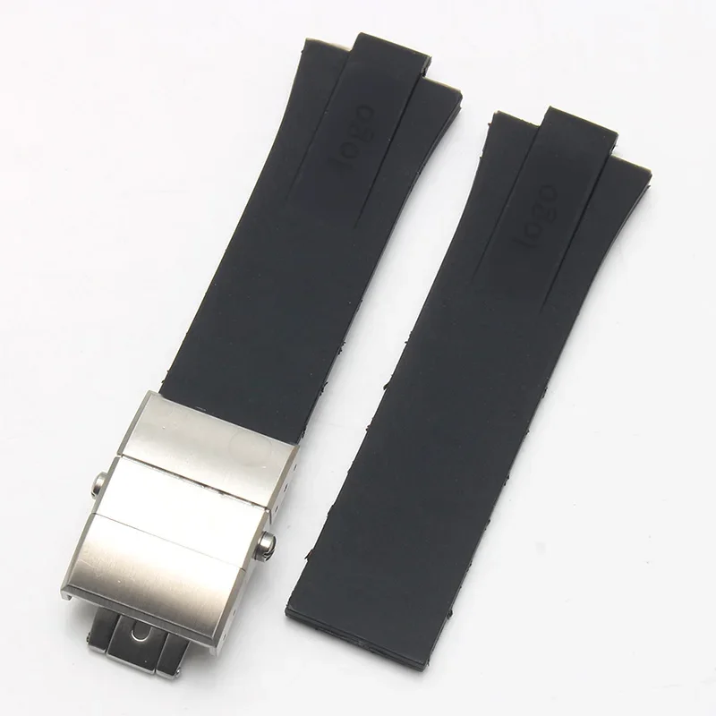 واجهة محدبة 24*11 حزام مطاط السيليكون ل أوريس أكويس سوار حزام ساعة الغوص مقاوم للماء حزام الساعات مشبك قابل للطي