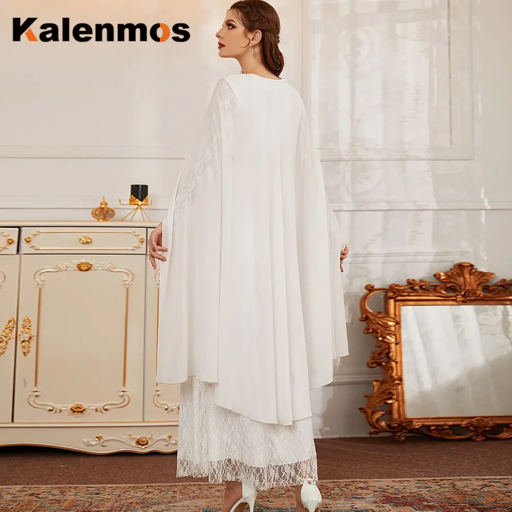 Abito musulmano festa di nozze bianco Eid Mubarak Abaya turchia Kimono Cardigan Hijab Islam Abayas donne Robe Ete Dubai caftano Mujer