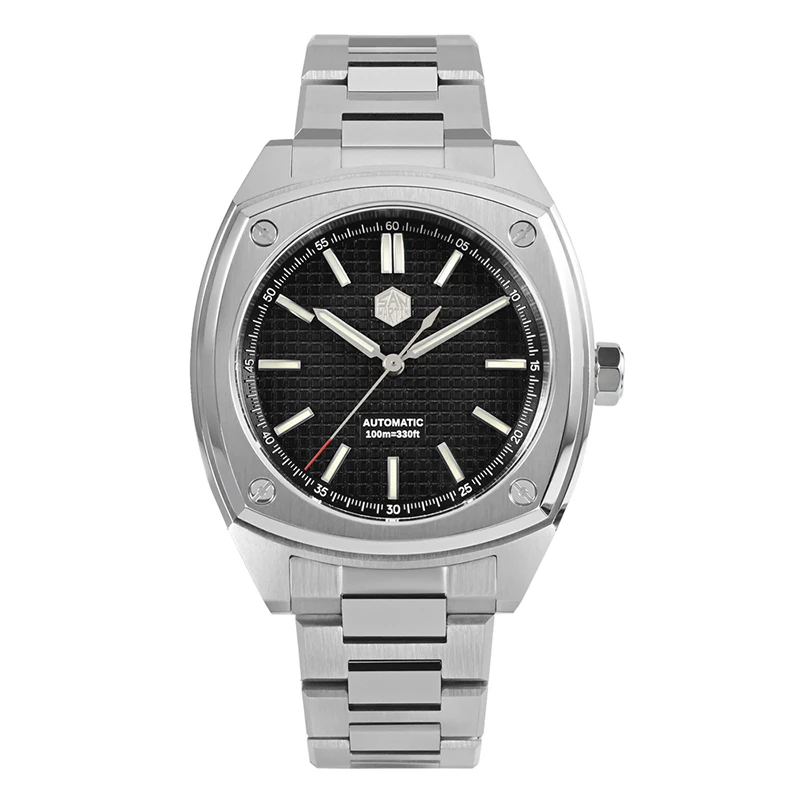 San Martin Men Automatic Watch 39.5mm Square Mechanical Wristwatch Sapphire Mirror 100M Waterproof BGW-9 Luminous PT5000 SW200