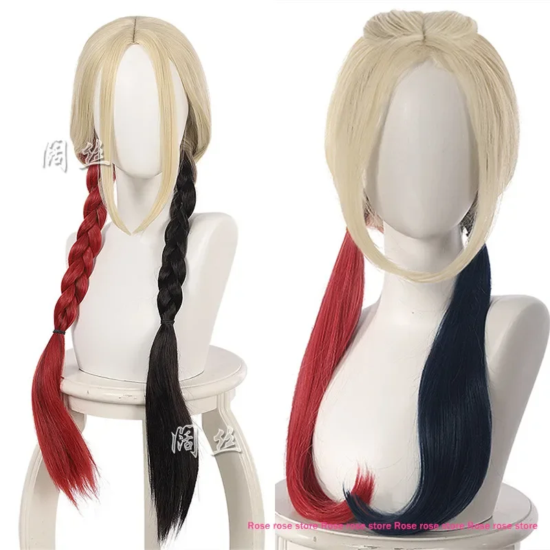 Disfraz de Cosplay de película Empire Birds of Prey Quinn, peluca de Harley 2, coletas con estilo, trenza de pelo, disfraz de dama, Halloween, 2021