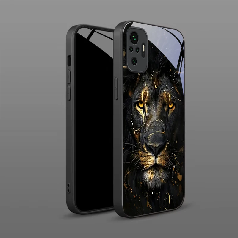 Shadow Monarch Lion Black Glass Phone Case For Redmi Note 8 9 9S 12S 10 Pro 11 12 13 Pro 14 Pro K60 13C 14C 3 12 13 Back Cover