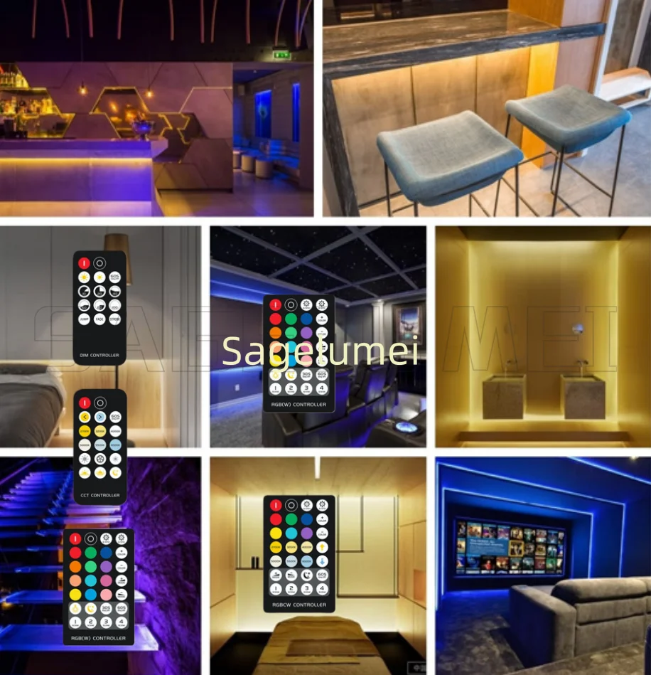 

Контроллер светодиодной ленты, беспроводной радиочастотный пульт дистанционного управления, 14/17/21/28 клавиш для одноцветной/CCT/RGB/RGBW/RGB + CCT светодиодной лампы 5 В 12 В 24 В постоянного тока