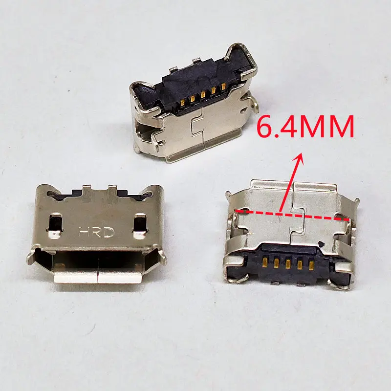 100 piezas de conector micro USB de 5 pines, 5.9mm 6.4mm 7.2mm aguja corta, 5P DIP2, puerto de datos y carga para teléfono, enchufe V8 6
