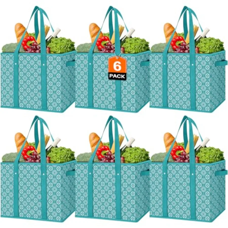 

Reusable Grocery Bags [6 Pack], Large Grocery Tote Bag Water Resistant Shopping Bags Foldable Grocery Bag for Clothes, Shoes an