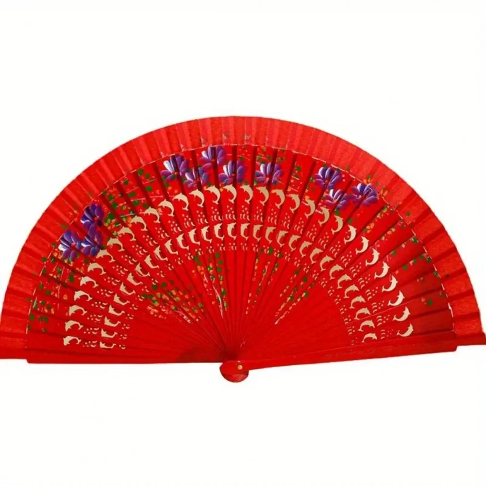 Ornament Folding Fan Wood DIY Exquisite Floral Study Compact Crafts Handheld Handmade Home Decoration Lightweight